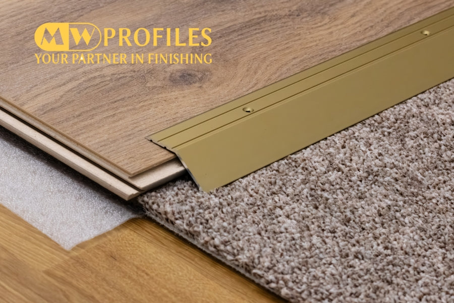 gold aluminium floor ramp for doorways 45x16mm