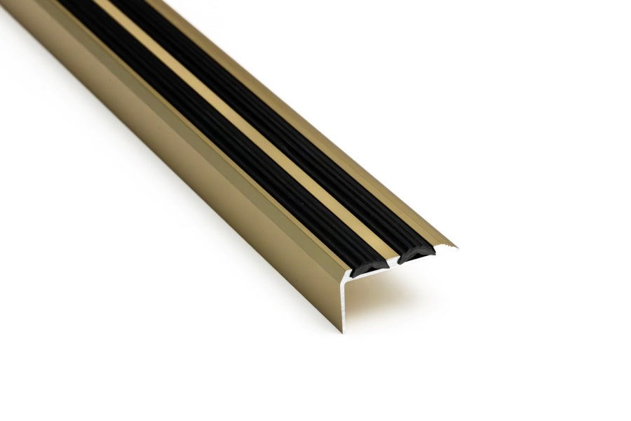 gold anodised aluminium stair trim for wood stairs