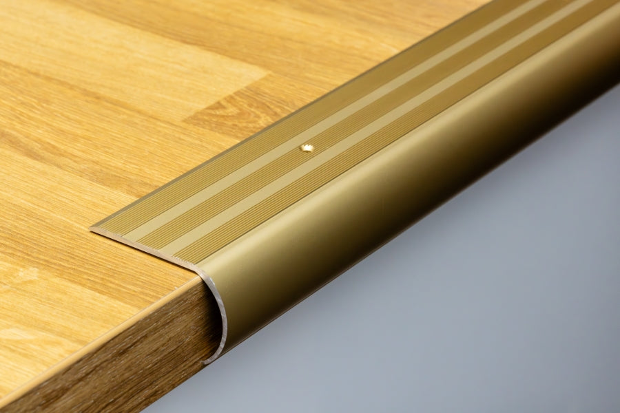 Gold aluminium bullnose nosing curved edge trim