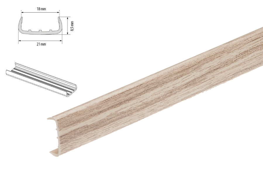 U trim edging strip PVC melamine furniture – gray oak 1m & 2.5m

