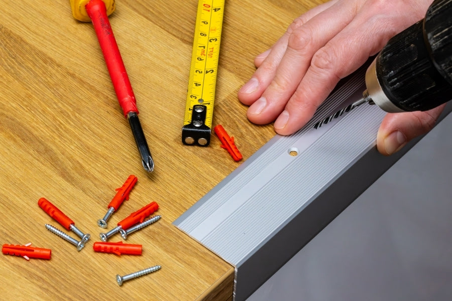Step edge trim aluminium silver drilled profile