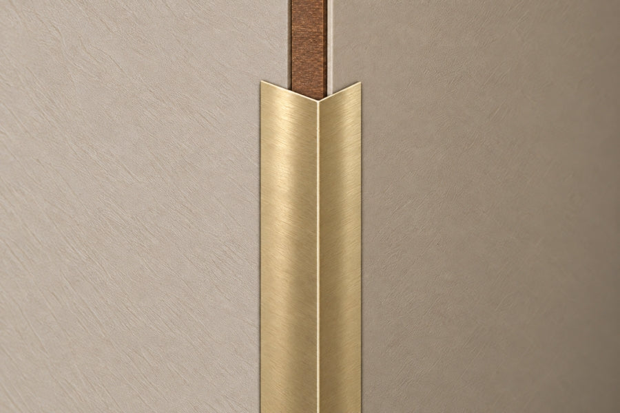 brushed gold aluminium angle trim light gold satin 1m L profile