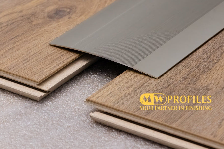 100mm aluminium floor edge strip with adhesive backing