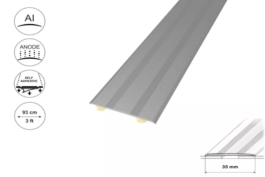 35mm self adhesive aluminium door threshold strip – silver anodised