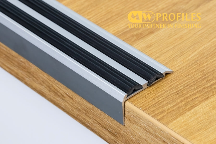 anodised aluminium stair trim for tiled steps