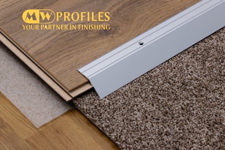 silver aluminium floor edge ramp strip 45mm