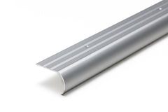 Grooved non slip aluminium stair nosing close-up