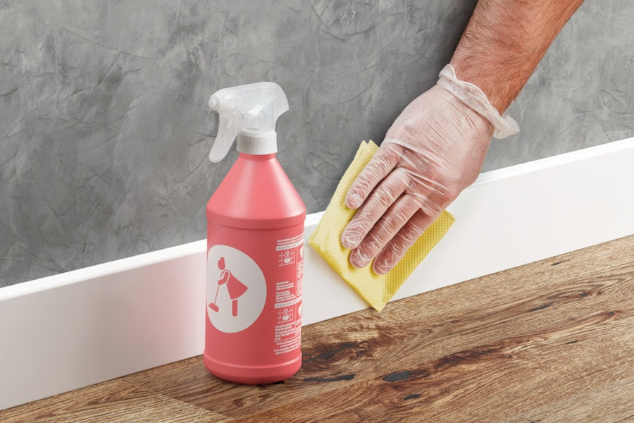 Black PVC skirting board RAL9005 colour close-up