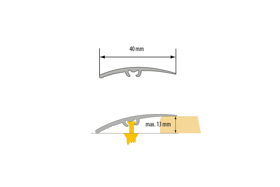 Self adhesive uPVC door threshold strip 40mm wood effect