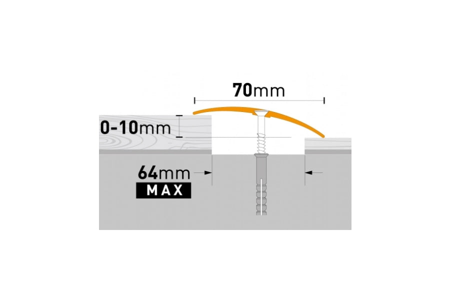 70 MM X 930 MM & 1860 MM Length, Aluminium Anodised door threshold - PR10