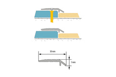Aluminium door threshold strip - anodised trim ramp