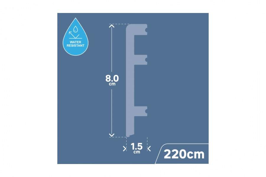 White PVC skirting board RAL9003 lacquer finish