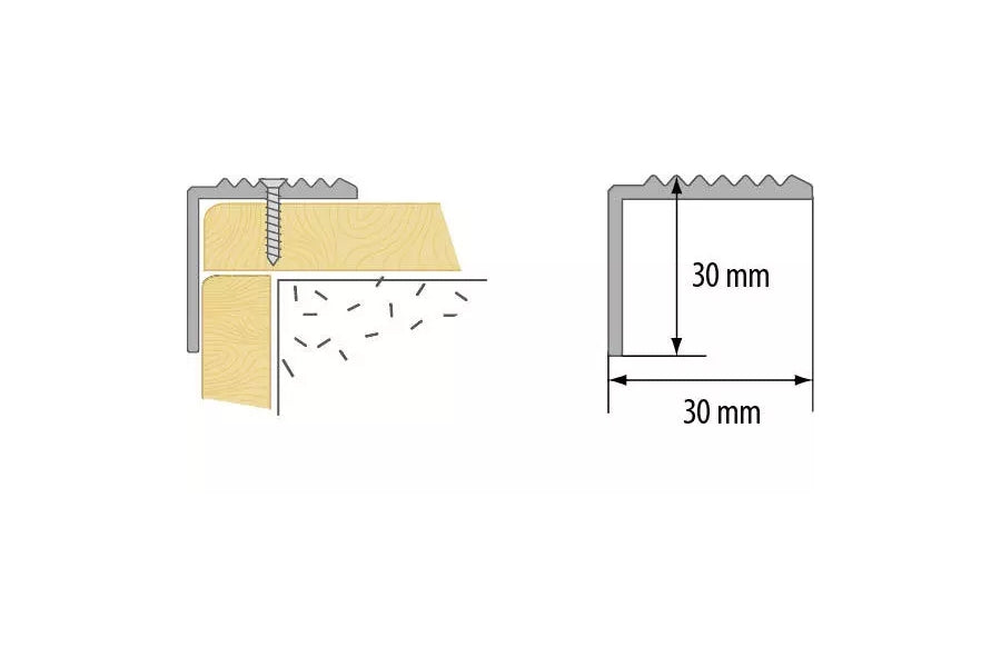 aluminium stair edge profile 30×30 mm UK stock
