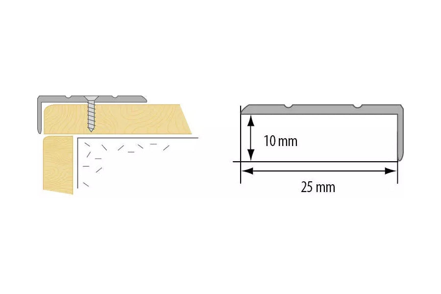 aluminium stair edge protector 25×10 mm