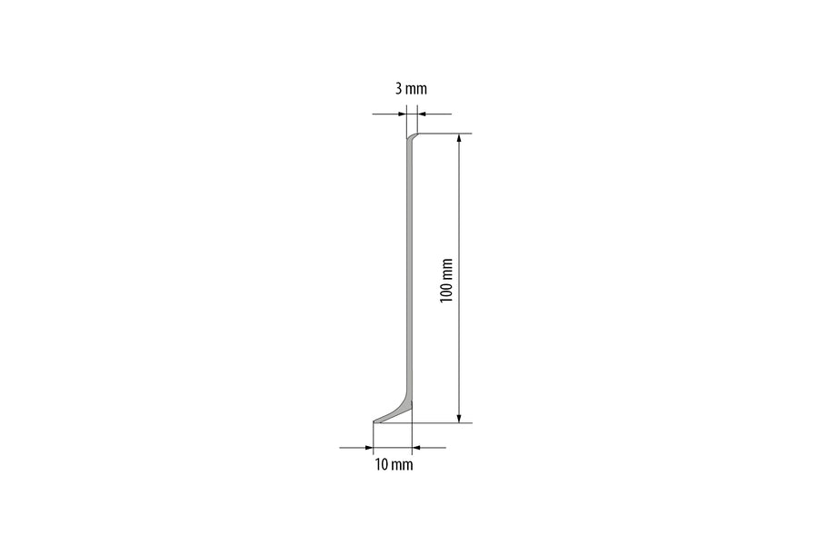 silver anodised aluminium trim for wall-floor junctions