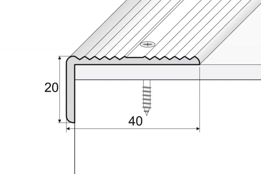 wide grooved aluminium stair trim for wooden stairs