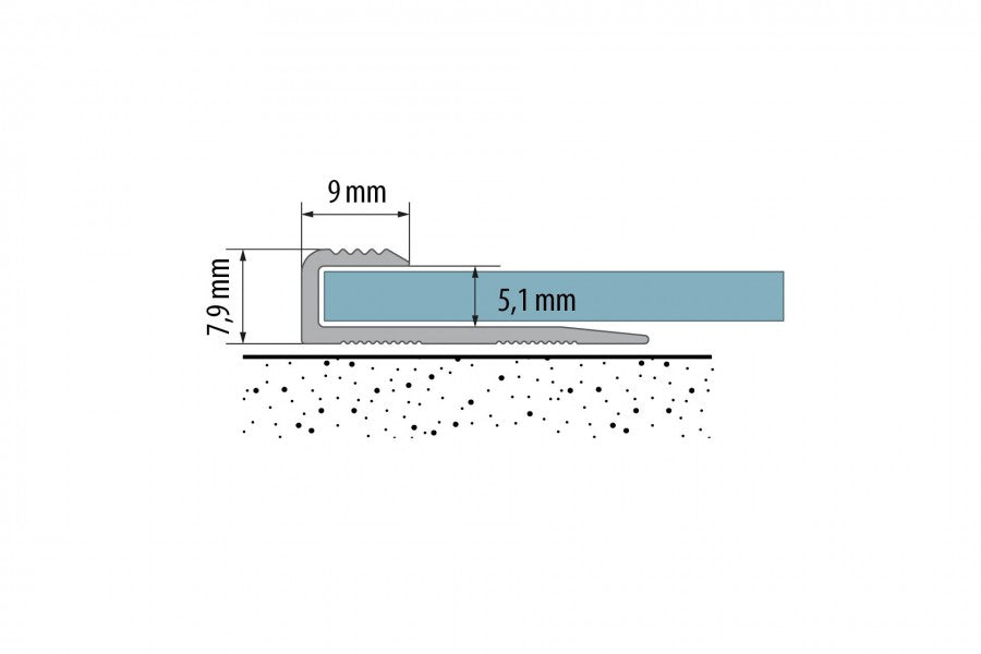 silver aluminium LVT edge trim profile 5 mm P L5