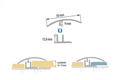 Aluminium door threshold strip 50mm transition trim