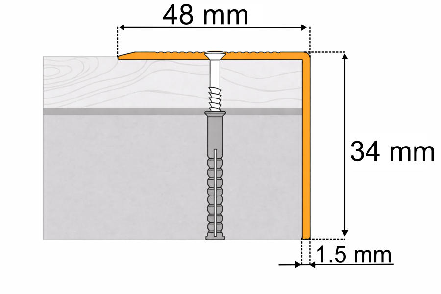 Aluminium nosing fitted along stair step edge