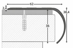 Aluminium bullnose stair nosing 118cm anodised finish