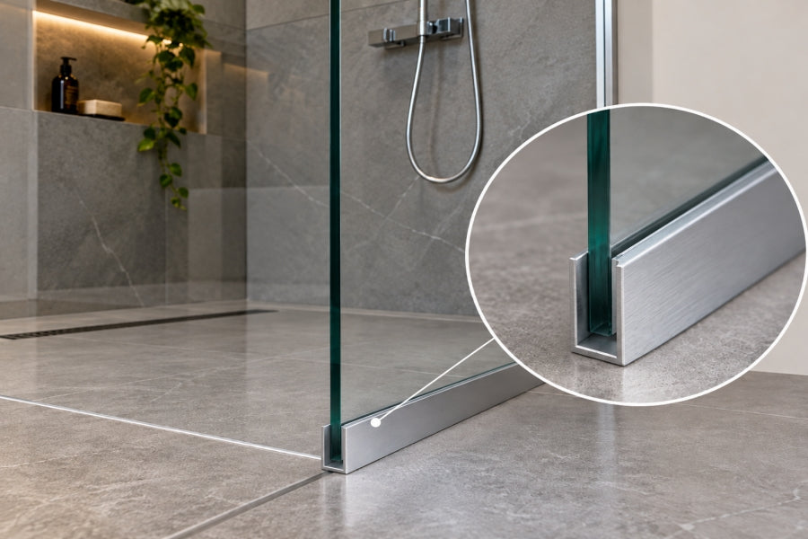 aluminium u channel edging on glass