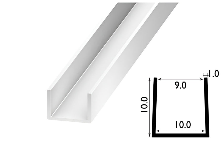 1 metre white U channel edge trim
