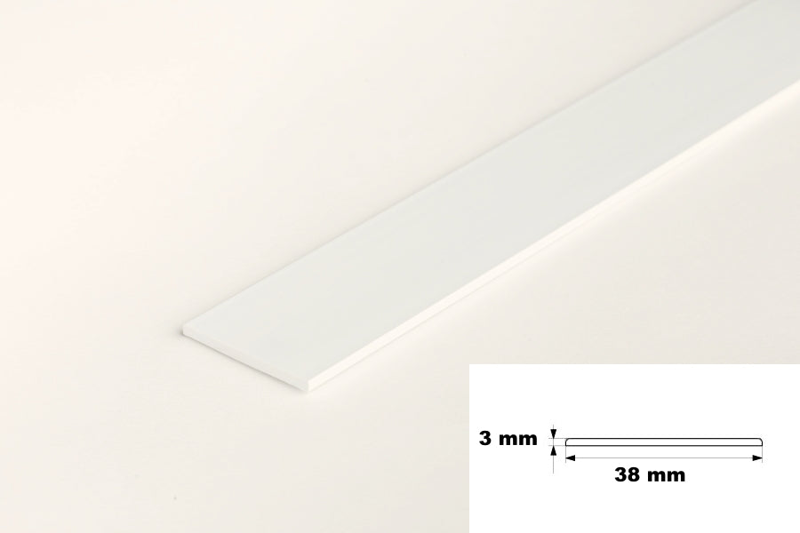 PVC plastic flat bar white 38x3 