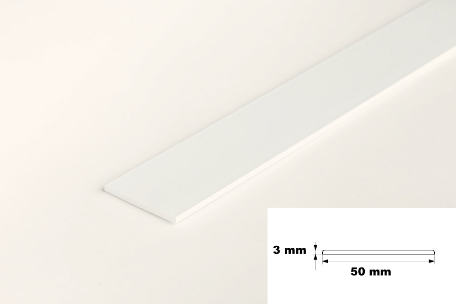 PVC plastic flat bar white 50x3