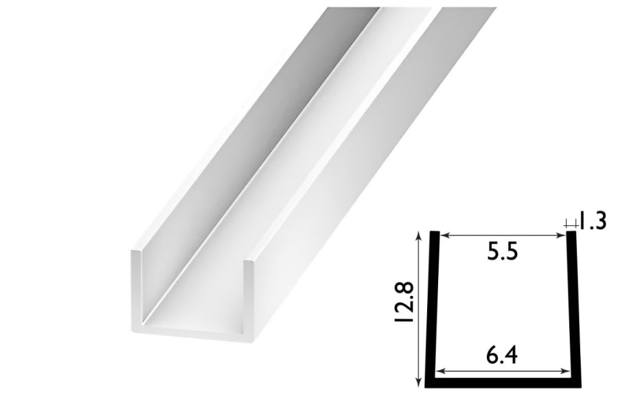 white PVC U channel edge protector 1 metre